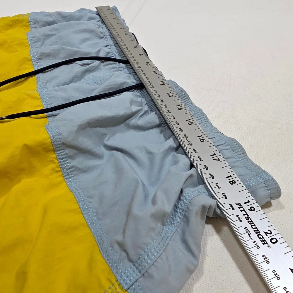 Nautica Swim Trunks Mens XL Blue Yellow Black Colorblock Logo Board Shorts